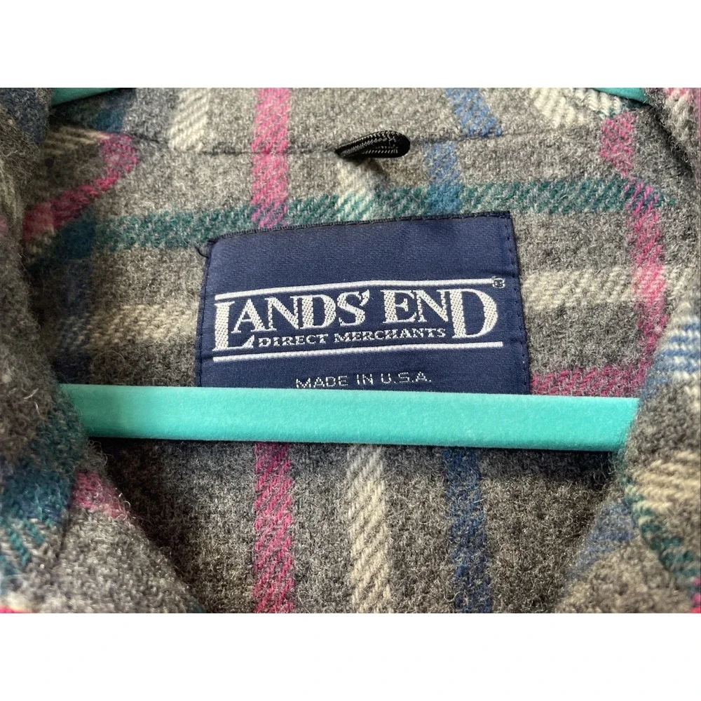 Lands' End Women's‎ Jacket with Plaid Lining Made In USA VTG 90s See Measurement